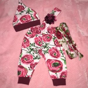 Matching set of 2 headbands one hat and pants